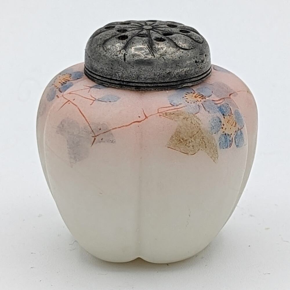 Antique Mount Washington Hand Painted Art Glass Melon Shaker c 1890 - Picture 11 of 13